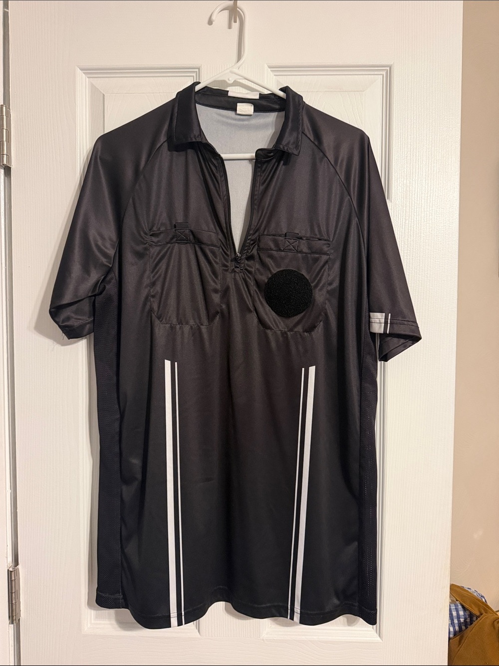 Men's Black Performance Referee Polo Shirt with Zip